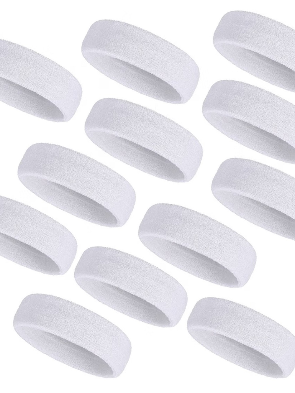 White Terry Cloth Sweat Headbands - Pack of 12